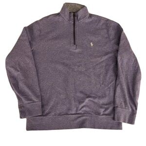 Polo Ralph Lauren Heather Purple 1/4 Zip Sweatshirt Sweater Medium White Pony